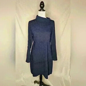 Vince camuto size 4 long sleeve mock neck navy dress